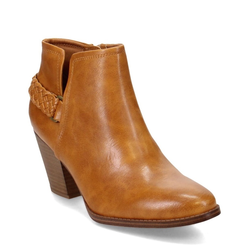 BareTraps Tan Ankle Booties with Stacked Heel